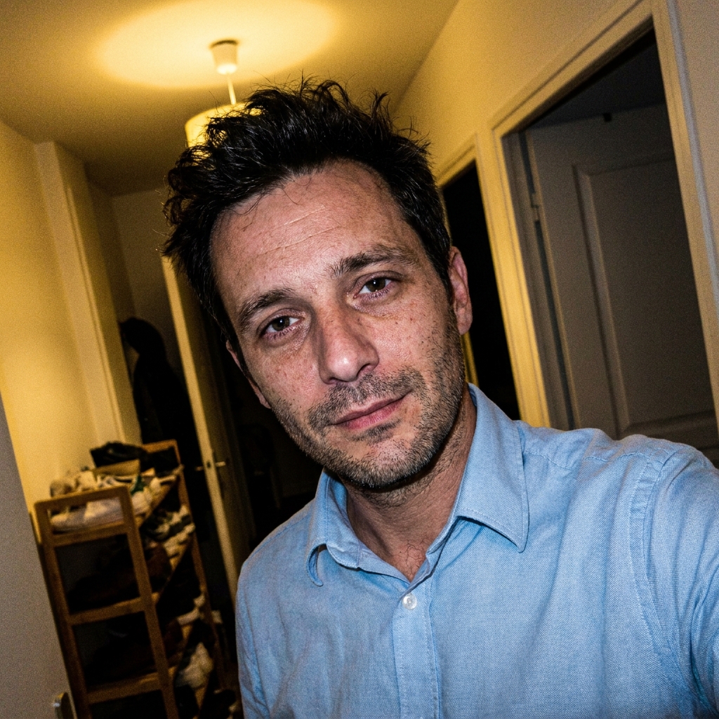 In his apartment entryway wearing a light: Nano Banana Pro AI image