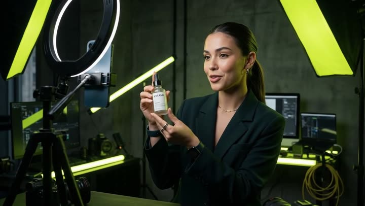 The young woman content creator gently: Gemini Omni Flash AI UGC video