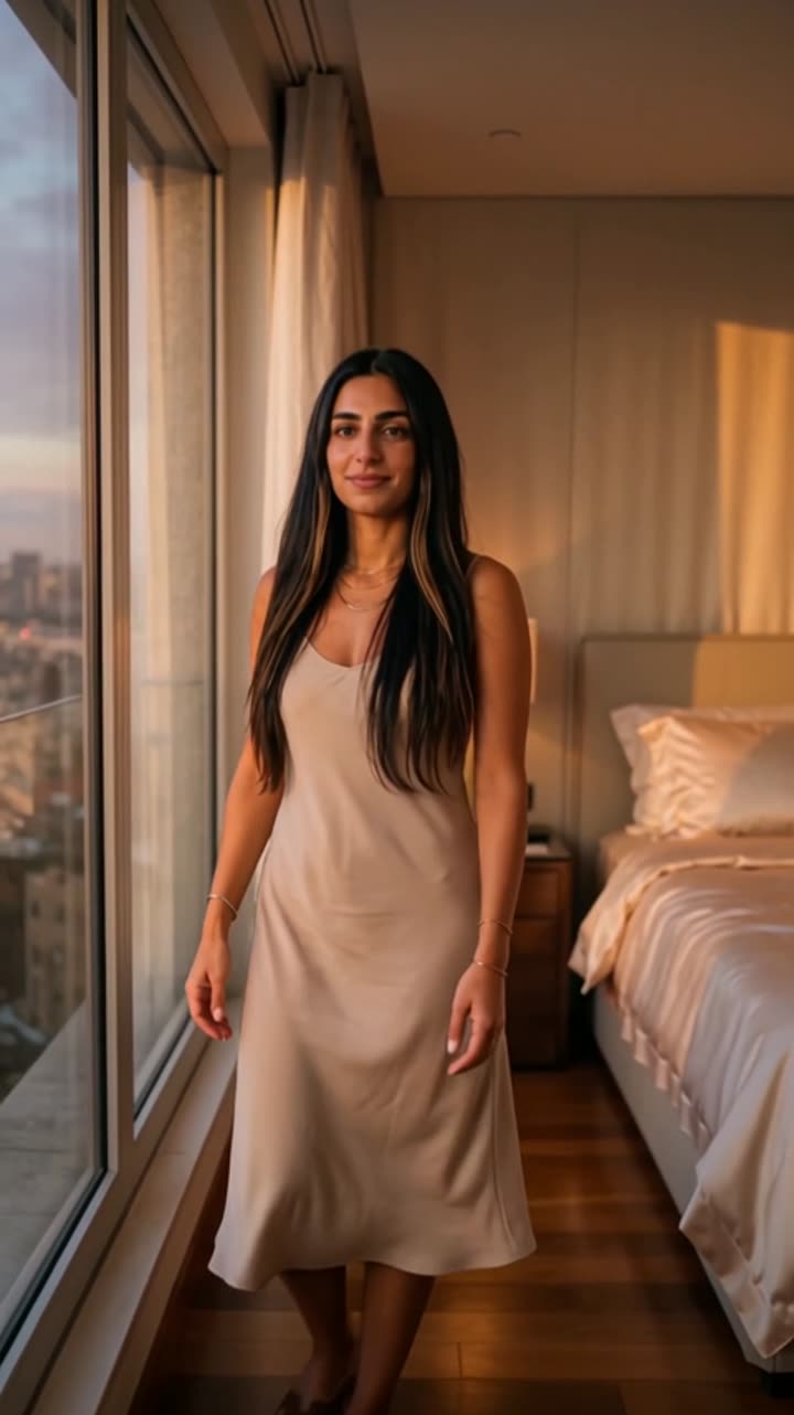 Standing near a window with golden hour: Wan 3.0 AI UGC video